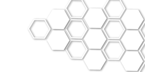Abstract light grey and white hexagon 3d effect pattern with shadow seamless texture background. Use for book, poster, flyer, website vector illustration.