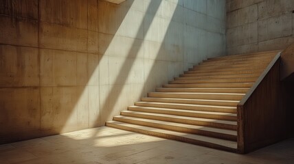 Obraz premium Sunlit Concrete Staircase in Minimalist Building Interior