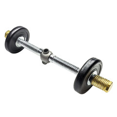 Fototapeta premium Close-up of a dumbbell with a bolt and bolt nut on a bright white background for therapeutic mobility drills