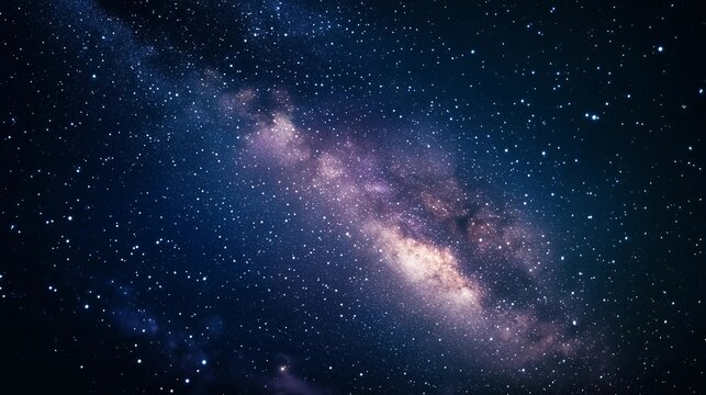 A starry night sky with a long, thin line of stars. The stars are scattered throughout the sky, with some closer together and others further apart