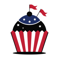 cupcake with american flag decorations vector illustration