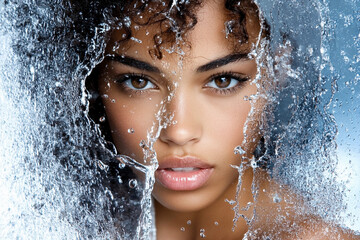 Fototapeta premium Face breaking through water