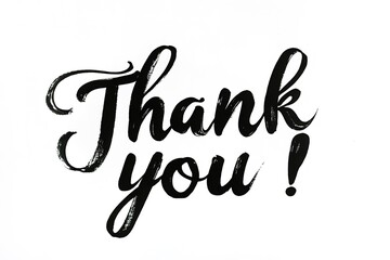 A Calligraphy "Thank you" written in cursive in a simp