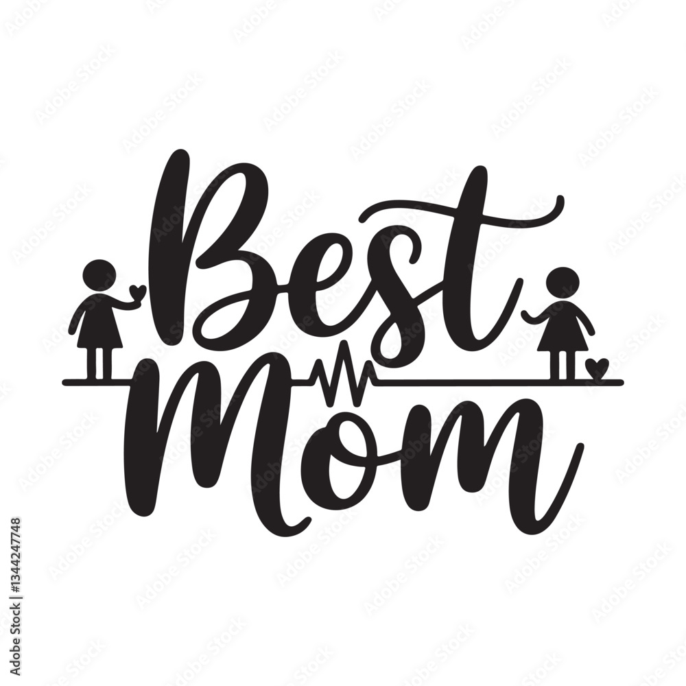 Fototapete best mom typography calligraphy lettering text typescript font design for mother's day