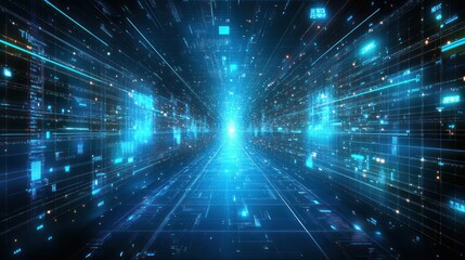 Obraz premium Digital Tunnel Futuristic Corridor