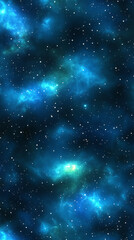 Fototapeta premium Vast cosmic scene showcasing deep space with vibrant blue and green nebulae and distant stars