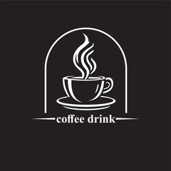 Monochrome hot coffee drink cup