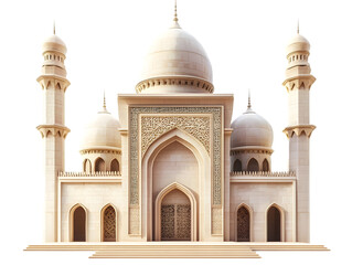 Fototapeta premium Sandstone Mosque Architecture with Islamic Art in Neutral Tones on Black