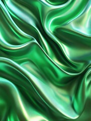 Obraz premium Green abstract liquid wave decorative ornament. Green wavy fabric decoration