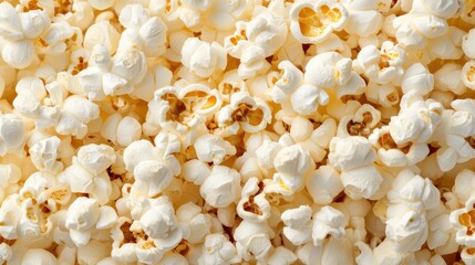 Heap of fluffy, white popcorn ready for snacking at the movies or at home. Sweet or salty