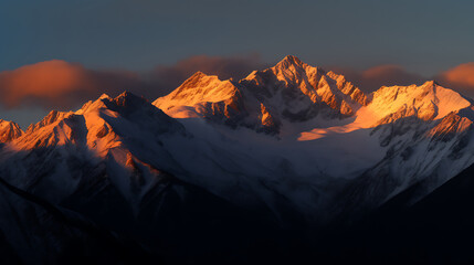 Naklejka premium Majestic Snow-Capped Mountains Under a Full Moon with Starry Sky