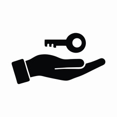 hand with a key vector icon vector silhouette