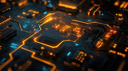 Obraz premium Futuristic Circuit Board Close-up