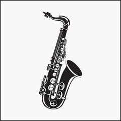 Naklejka premium Saxophone black silhouette 