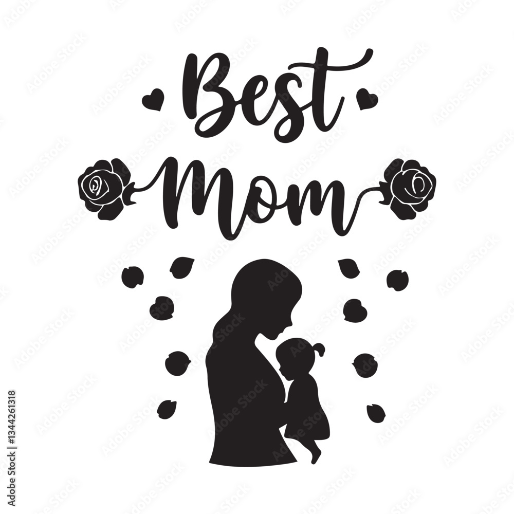 Fototapete best mom typography calligraphy lettering text typescript font design for mother's day