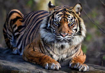A close up of a Sumatran Tiger