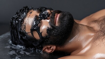 Naklejka premium Man receiving facial treatment