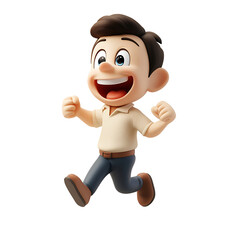 Obraz premium Joyful Leap: A cheerful cartoon character, a depiction of a man radiates happiness and energy as he jumps forward