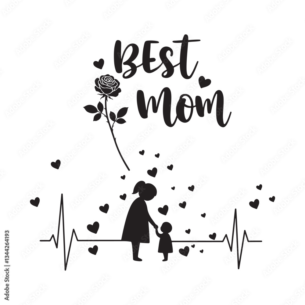 Fototapete best mom typography calligraphy lettering text typescript font design for mother's day