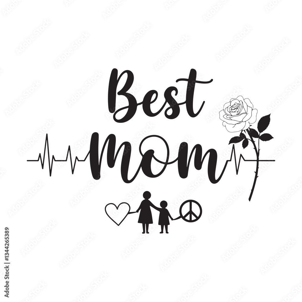 Fototapete best mom typography calligraphy lettering text typescript font design for mother's day