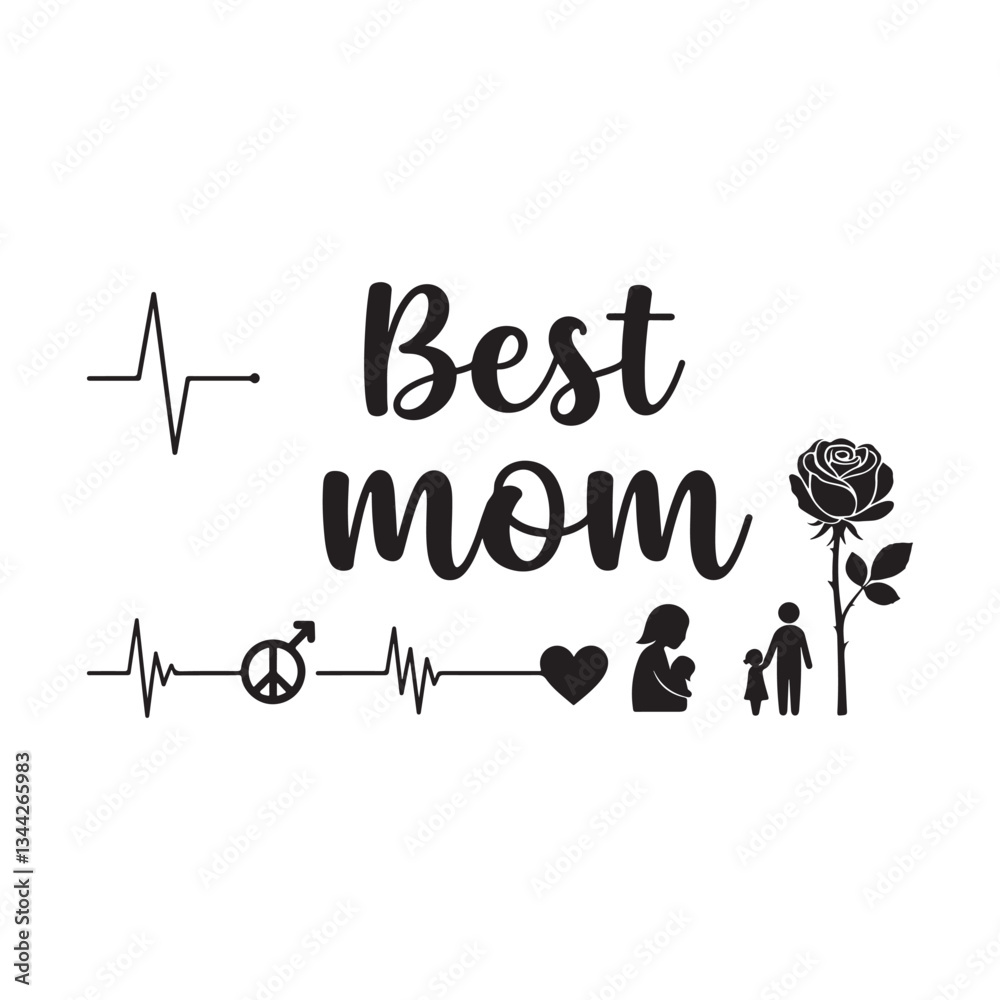 Fototapete best mom typography calligraphy lettering text typescript font design for mother's day