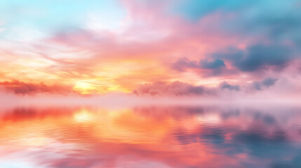 Obraz premium Peaceful Dawn on a River with Rising Fog and Soft Colors