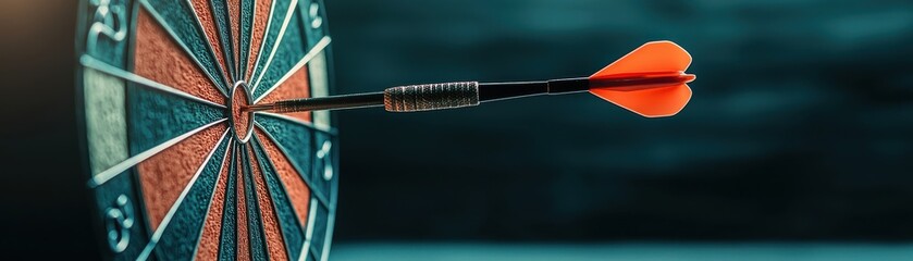 A dart hitting the bullseye on a dartboard, symbolizing focus and achievement.