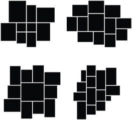 Set of Empty mosaic and gird photo collage template for web and graphics. Mood board and background for picture album portfolio presentation. Modern Picture Collage Template for Photography