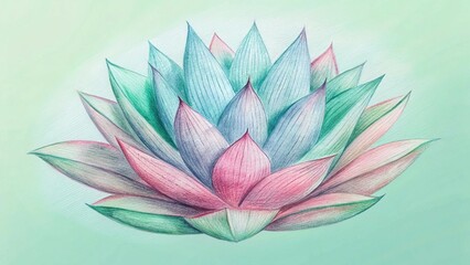 Pastel agave leaves in pink, blue, and green create a stylish, serene design on a soft green background