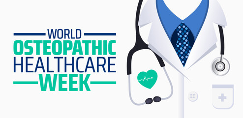 World Osteopathic Healthcare Week background banner or poster design template. observed every year in  April. Holiday concept. Use to any Template, card, poster, placard, template.