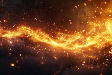 Fototapeta premium Golden flames dance in the dark, casting enchanting highlights and striking contrasts with soft lighting