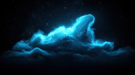 Fototapeta premium Ethereal Blue Clouds Against Starry Night Sky, Captivating Cosmic Background, Mystical Atmosphere, Stunning Nebula Effect in Dark Universe