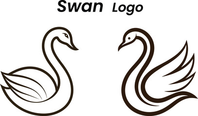 Elegant swan logo line art design graceful. Swan, bird, animal, vector, illustration, symbol.