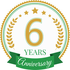 Logo 6 Years Anniversary Celebration Design Template.