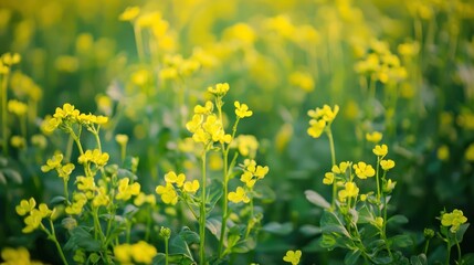 Fototapeta premium A plantation of mustard greens growing in a field