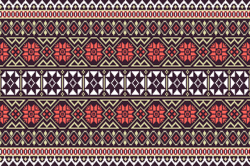 Embroidery Cross Stitch.Texture Textile Fabric Clothing Knitwear print. Native Ethnic pattern.Vector seamless pixel art.Abstract,vector,illustration. Texture,clothing,frame,motifs,silk wallpaper.