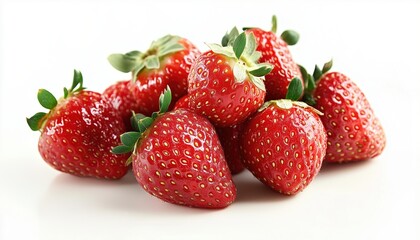 Scrumptious New Red Strawberries Displayed On A White Background: Juicy, Ripe, And Ready To Eat For A Sweet Treat!