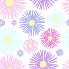 seamless pattern with asters. summer floral pattern. 