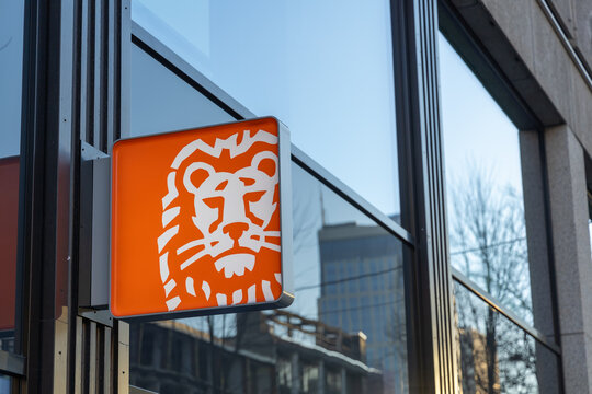 ING Bank logo, ING is Global financial institution of Dutch origin, currently offering banking, investments, life insurance and retirement services. Rotterdam, the Netherlands. 02 February 2025. 