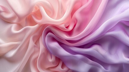 Obraz premium Silk fabric transitions gently from pale pink to soft lavender, creating a harmonious blend of colors in flowing folds