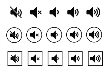 Audio speaker volume.Set of volume icons.Volume max collection. Speaker icon on white background.