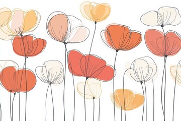 Obraz premium Abstract Floral Illustration with Soft Lines and Bright Colors