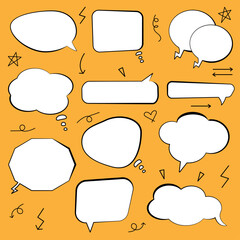 Fototapeta premium Set of comic speech bubbles on yellow background vector illustration