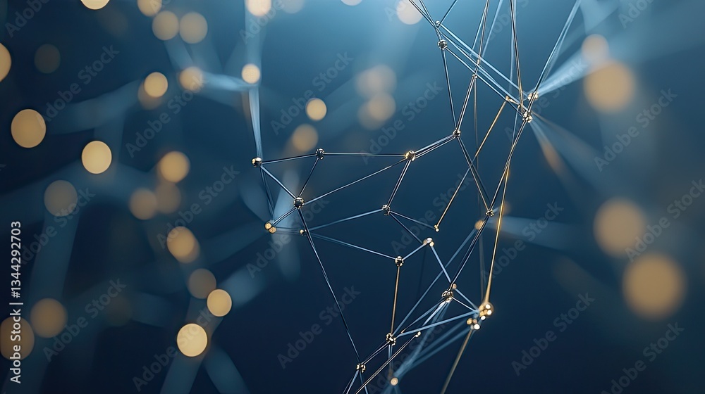 Poster complex nodes show the link between ai and blockchain in a digital landscape