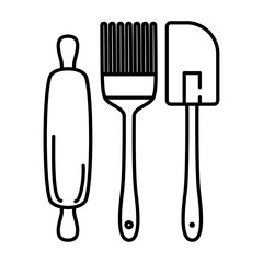 Kitchen tools outline illustration. Kitchen tools outline illustration.