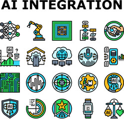 ai integration automation icons set vector