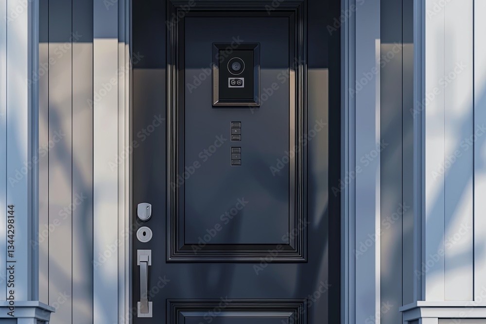 Aufkleber smart lock and video doorbell enhance security and convenience of modern entryway design generative 
