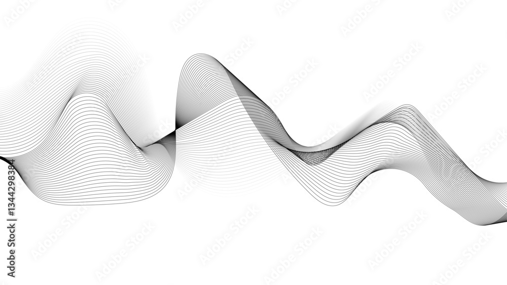 Sticker thin wavy line abstract background. wavy line horizontal divider outline minimalist background. tech