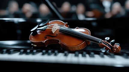 Fototapeta premium Violin on Piano Keys