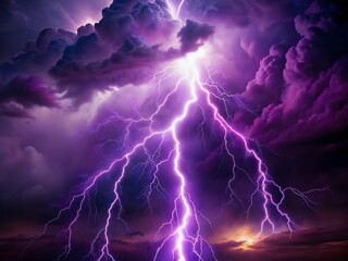 Powerful Purple Lightning Bolts: Mythological Gods of Power - Generative AI Art